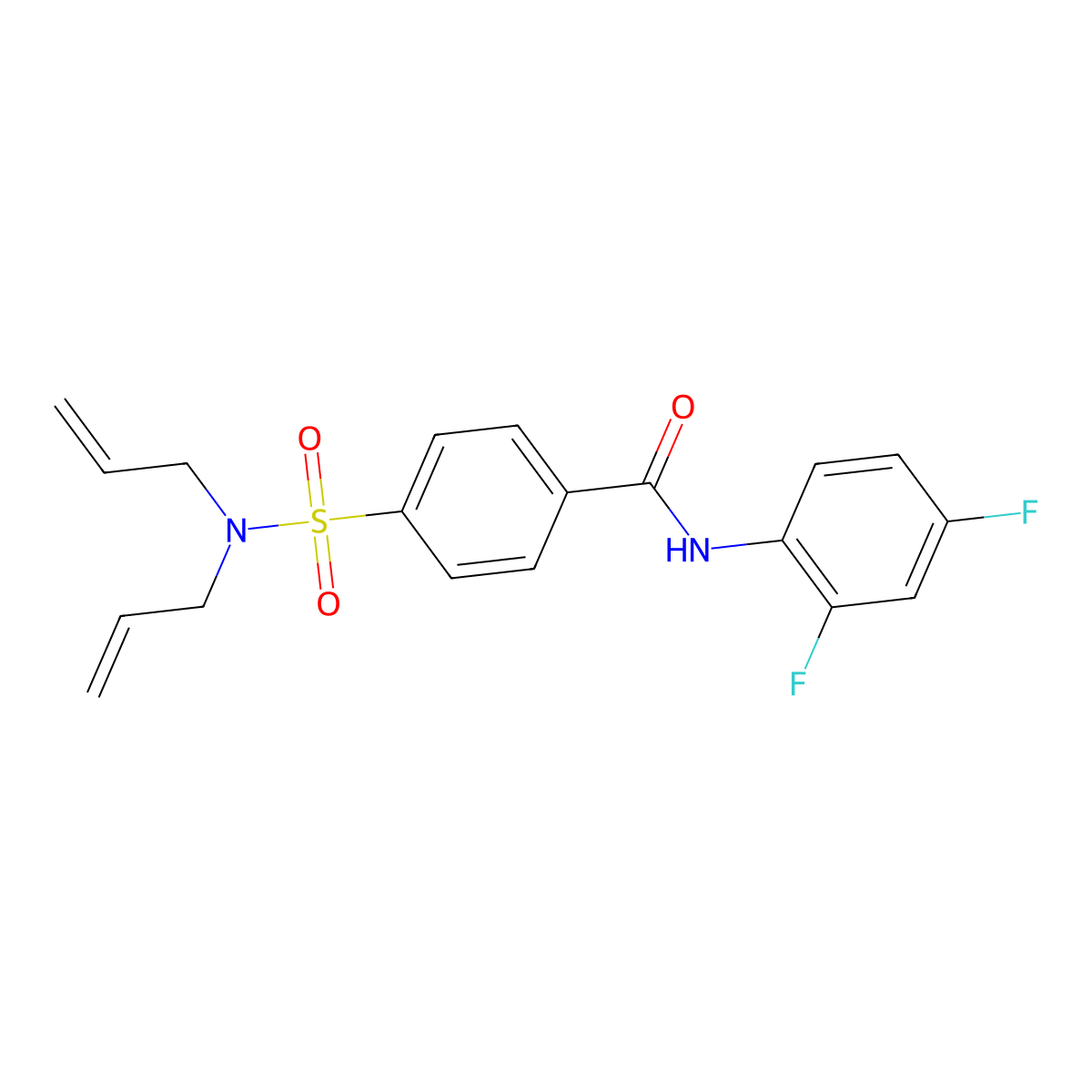 4-(N,N-diallylsulfamoyl)-N-(2,4-difluorophenyl)benzamide molecular structure, CAS 393838-16-9