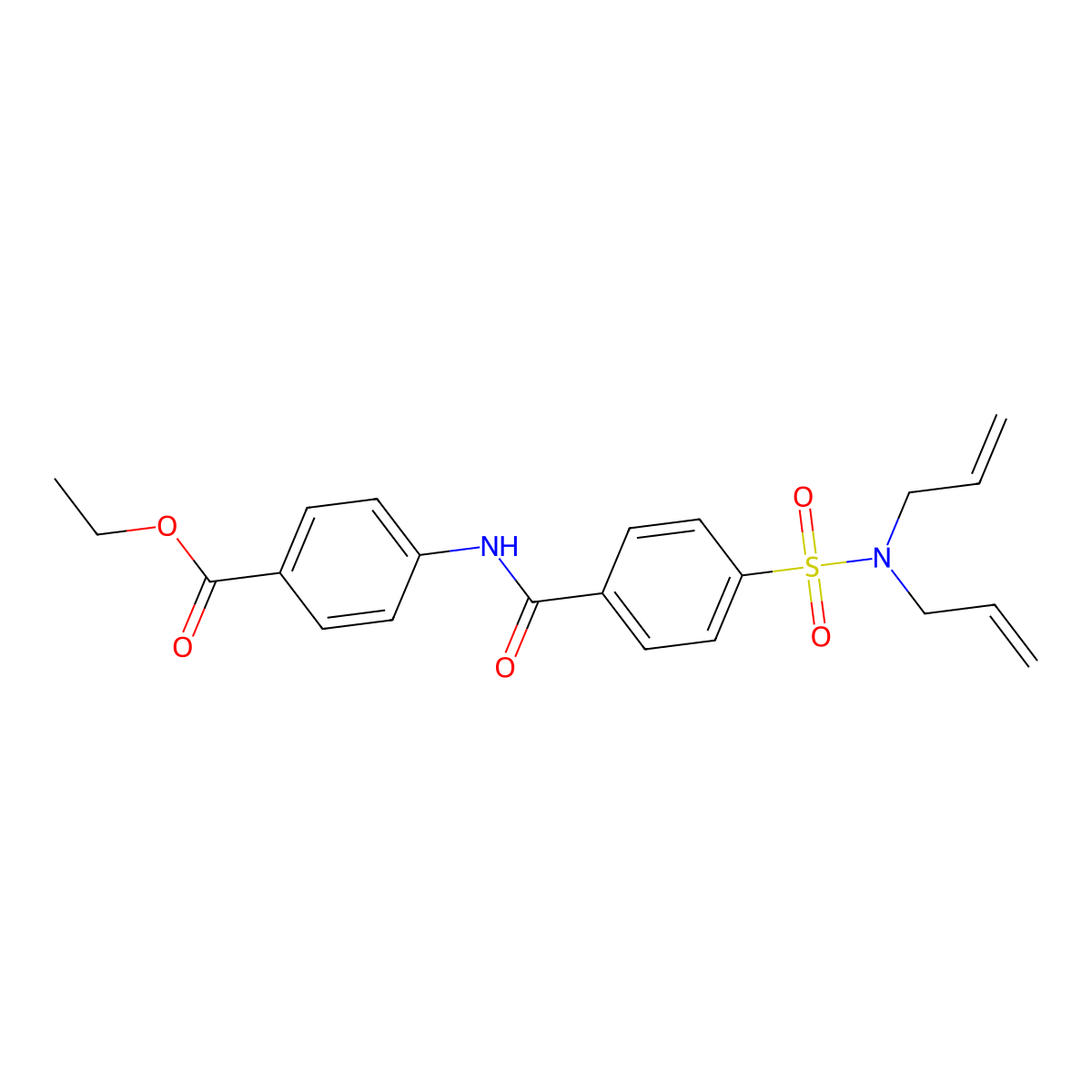 Ethyl 4-{4-[bis(prop-2-EN-1-YL)sulfamoyl]benzamido}benzoate molecular structure, CAS 393838-19-2