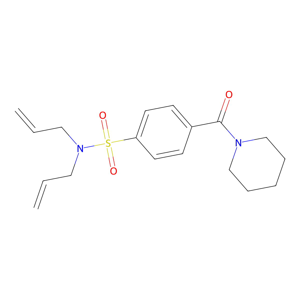 N,N-diallyl-4-(piperidine-1-carbonyl)benzenesulfonamide molecular structure, CAS 393838-22-7