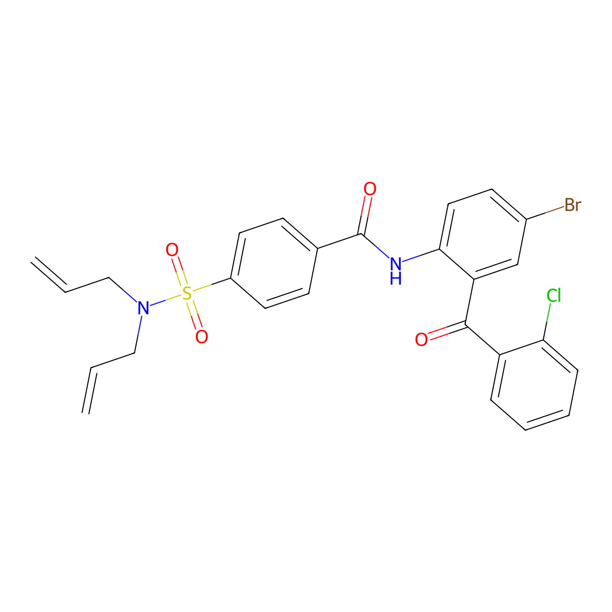N-(4-bromo-2-(2-chlorobenzoyl)phenyl)-4-(N,N-diallylsulfamoyl)benzamide molecular structure, CAS 393838-27-2