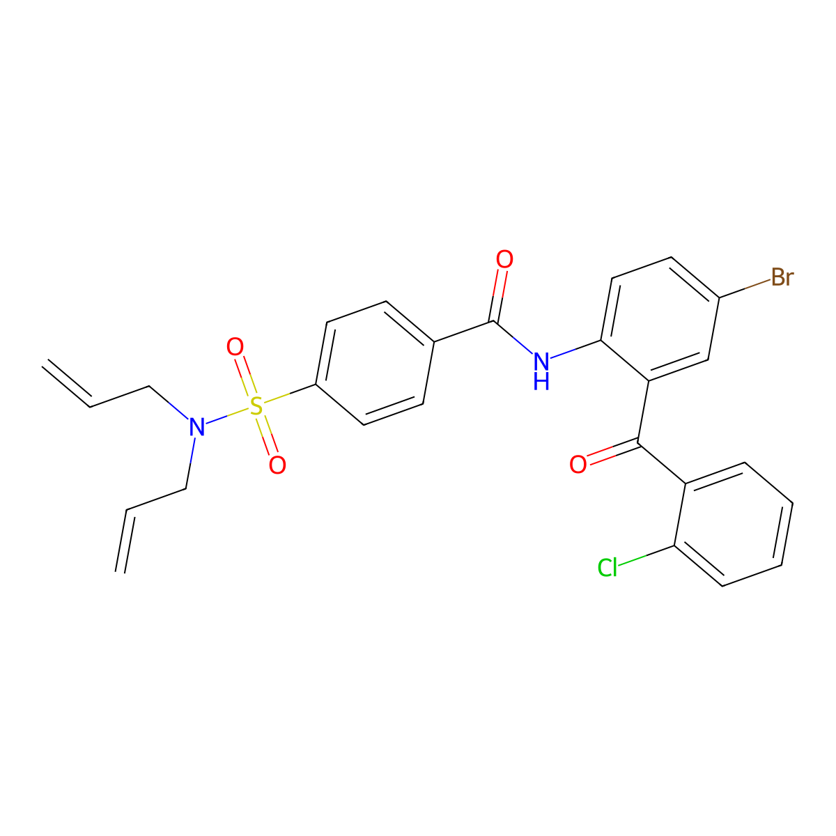 N-(4-bromo-2-(2-chlorobenzoyl)phenyl)-4-(N,N-diallylsulfamoyl)benzamide molecular structure, CAS 393838-27-2