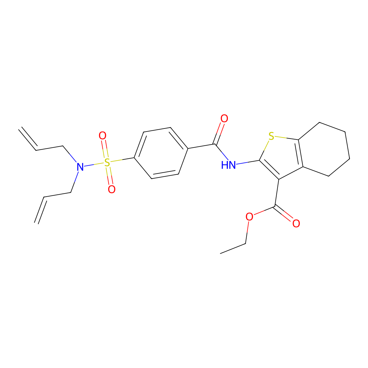 ethyl 2-(4-(N,N-diallylsulfamoyl)benzamido)-4,5,6,7-tetrahydrobenzo[b]thiophene-3-carboxylate molecular structure, CAS 393838-31-8