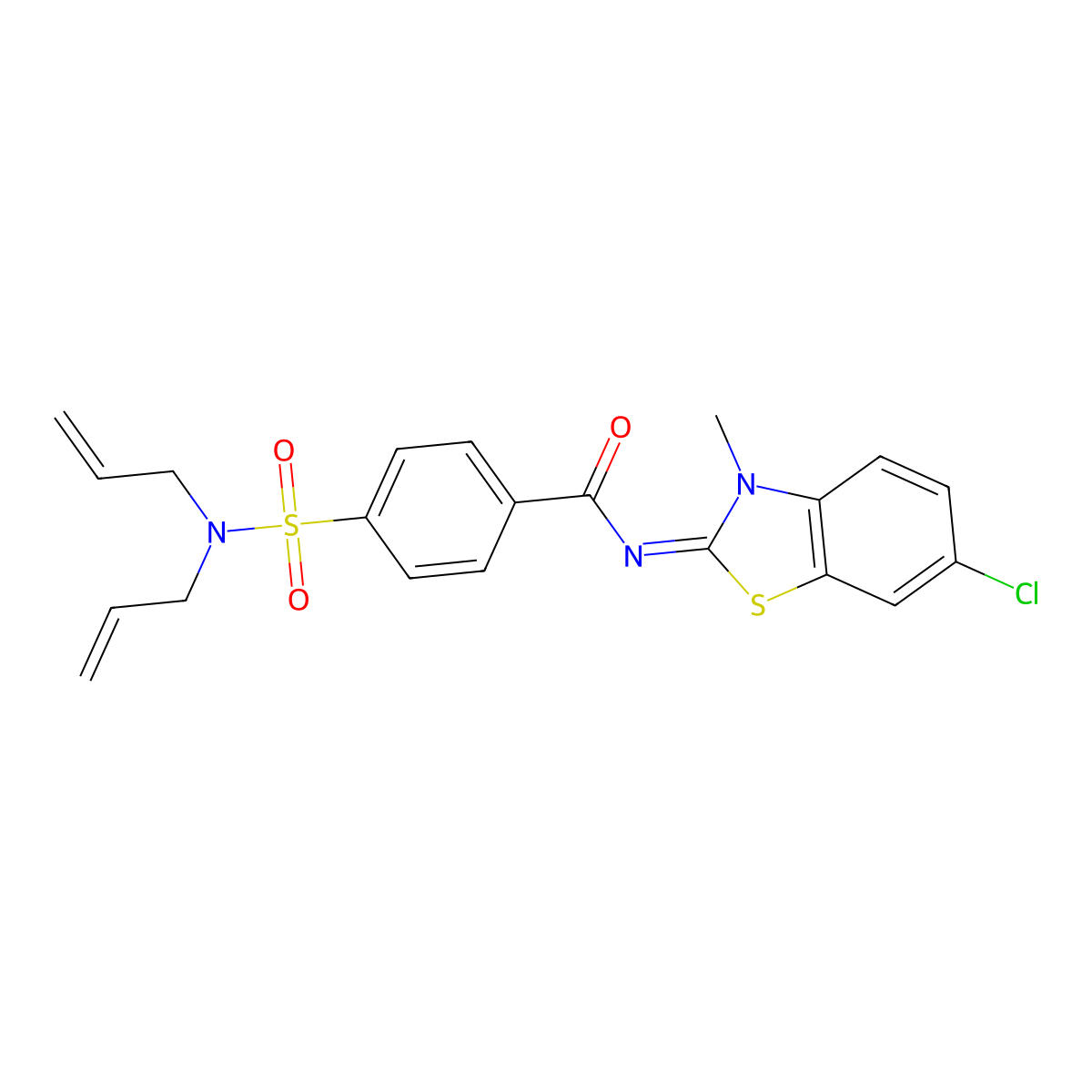 (Z)-N-(6-chloro-3-methylbenzo[d]thiazol-2(3H)-ylidene)-4-(N,N-diallylsulfamoyl)benzamide molecular structure, CAS 393838-35-2