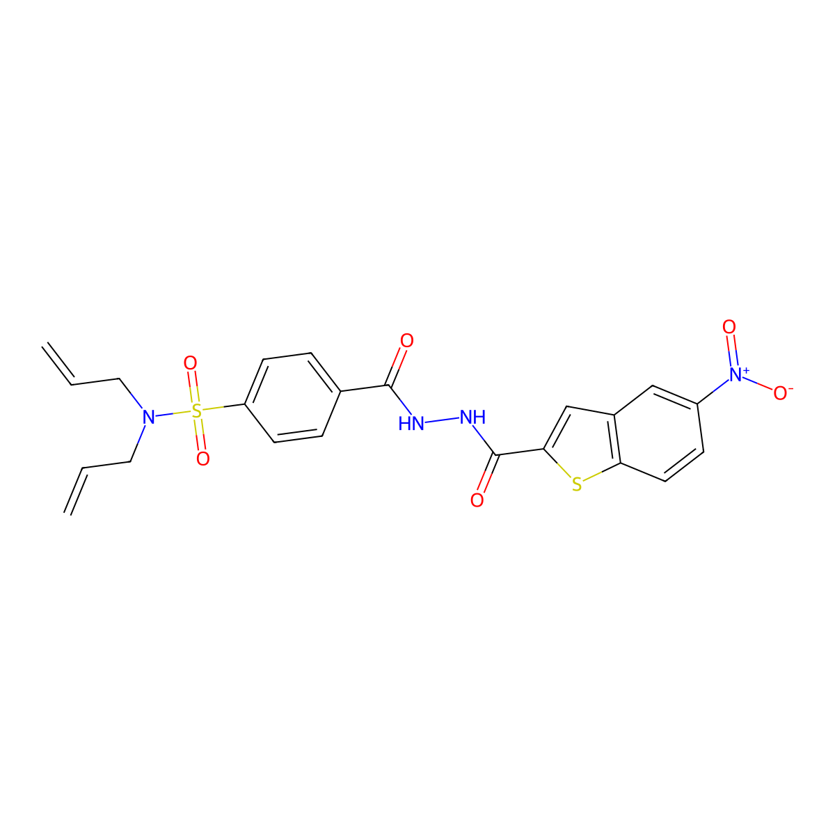 N,N-diallyl-4-(2-(5-nitrobenzo[b]thiophene-2-carbonyl)hydrazinecarbonyl)benzenesulfonamide molecular structure, CAS 393838-36-3