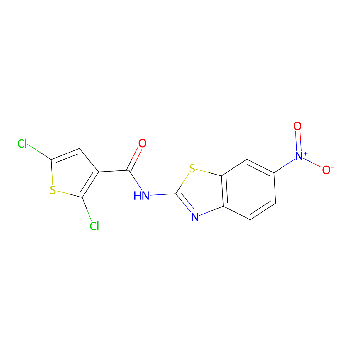 2,5-dichloro-N-(6-nitro-1,3-benzothiazol-2-yl)thiophene-3-carboxamide molecular structure, CAS 393838-37-4