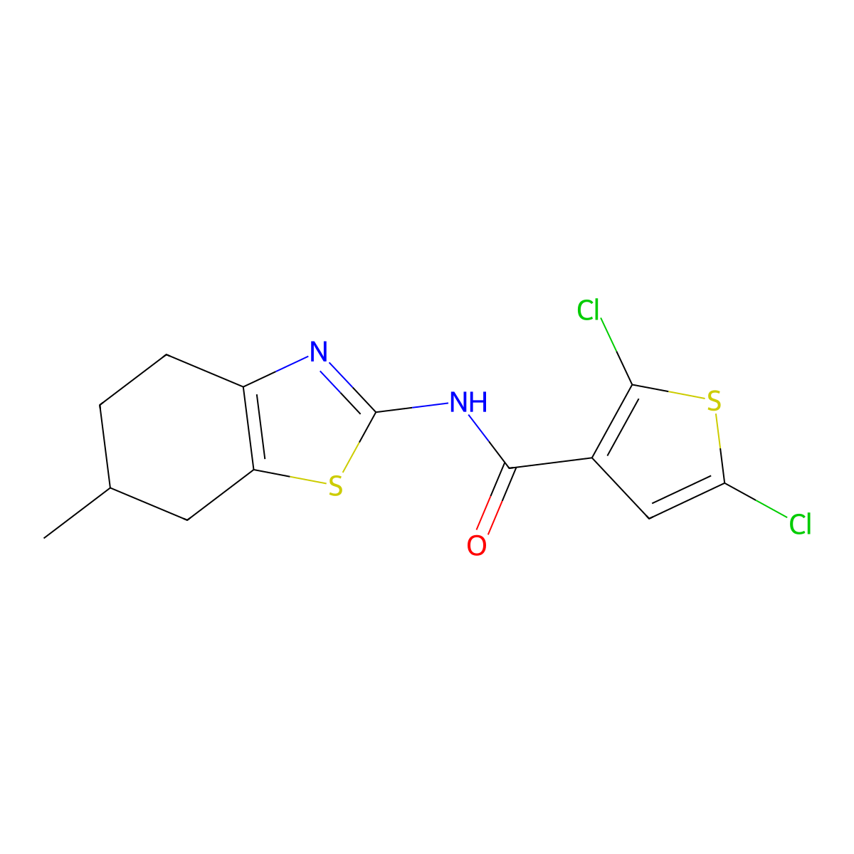 2,5-dichloro-N-(6-methyl-4,5,6,7-tetrahydro-1,3-benzothiazol-2-yl)thiophene-3-carboxamide molecular structure, CAS 393838-38-5