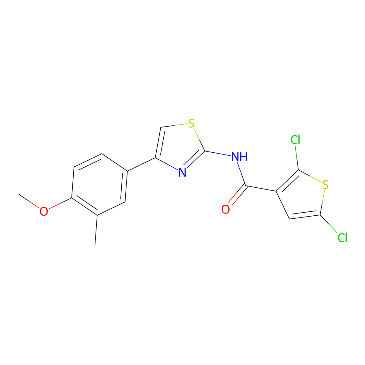 2,5-dichloro-N-[4-(4-methoxy-3-methylphenyl)-1,3-thiazol-2-yl]thiophene-3-carboxamide molecular structure, CAS 393838-43-2