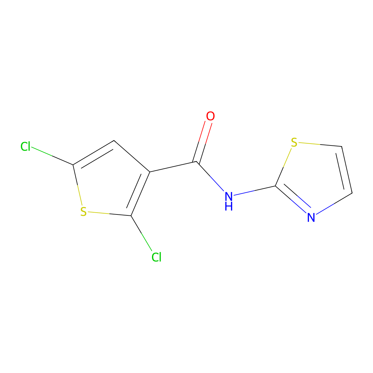 2,5-dichloro-N-(1,3-thiazol-2-yl)thiophene-3-carboxamide molecular structure, CAS 393838-45-4