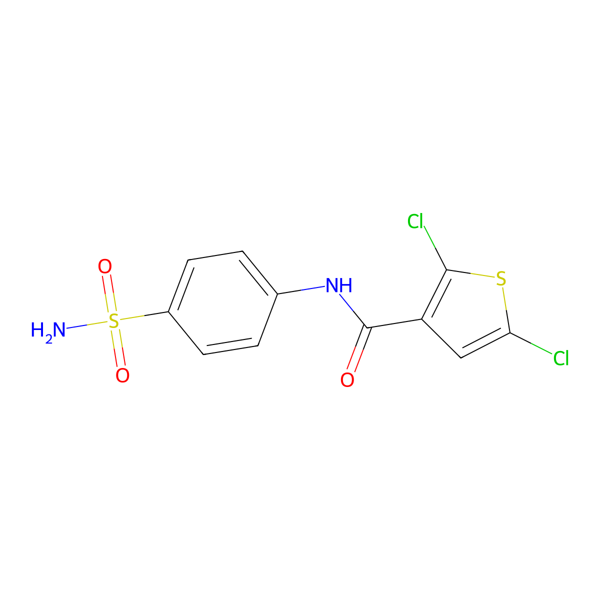 2,5-dichloro-N-(4-sulfamoylphenyl)thiophene-3-carboxamide molecular structure, CAS 393838-48-7