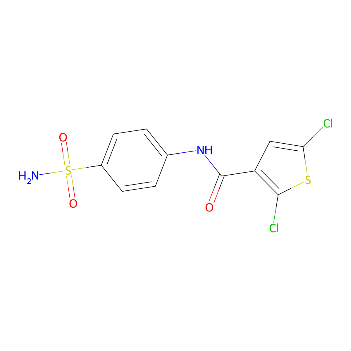 2,5-dichloro-N-(4-sulfamoylphenyl)thiophene-3-carboxamide molecular structure, CAS 393838-48-7