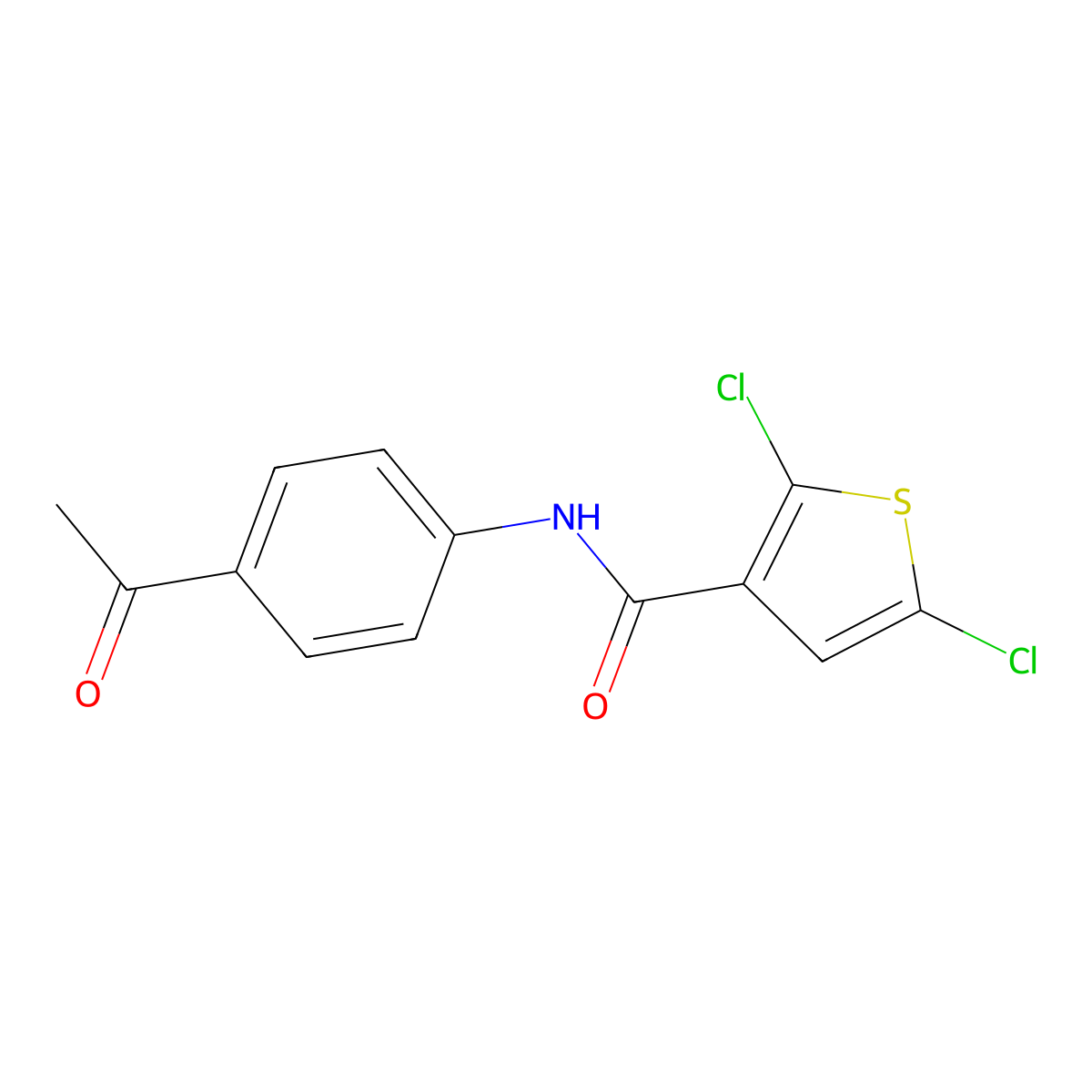 N-(4-acetylphenyl)-2,5-dichlorothiophene-3-carboxamide molecular structure, CAS 393838-52-3