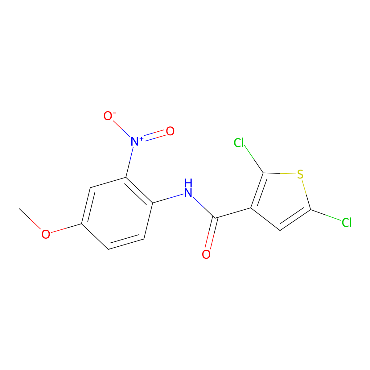 2,5-dichloro-N-(4-methoxy-2-nitrophenyl)thiophene-3-carboxamide molecular structure, CAS 393838-53-4