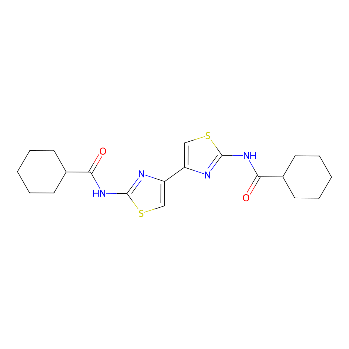 N,N'-([4,4'-bithiazole]-2,2'-diyl)dicyclohexanecarboxamide molecular structure, CAS 393838-72-7
