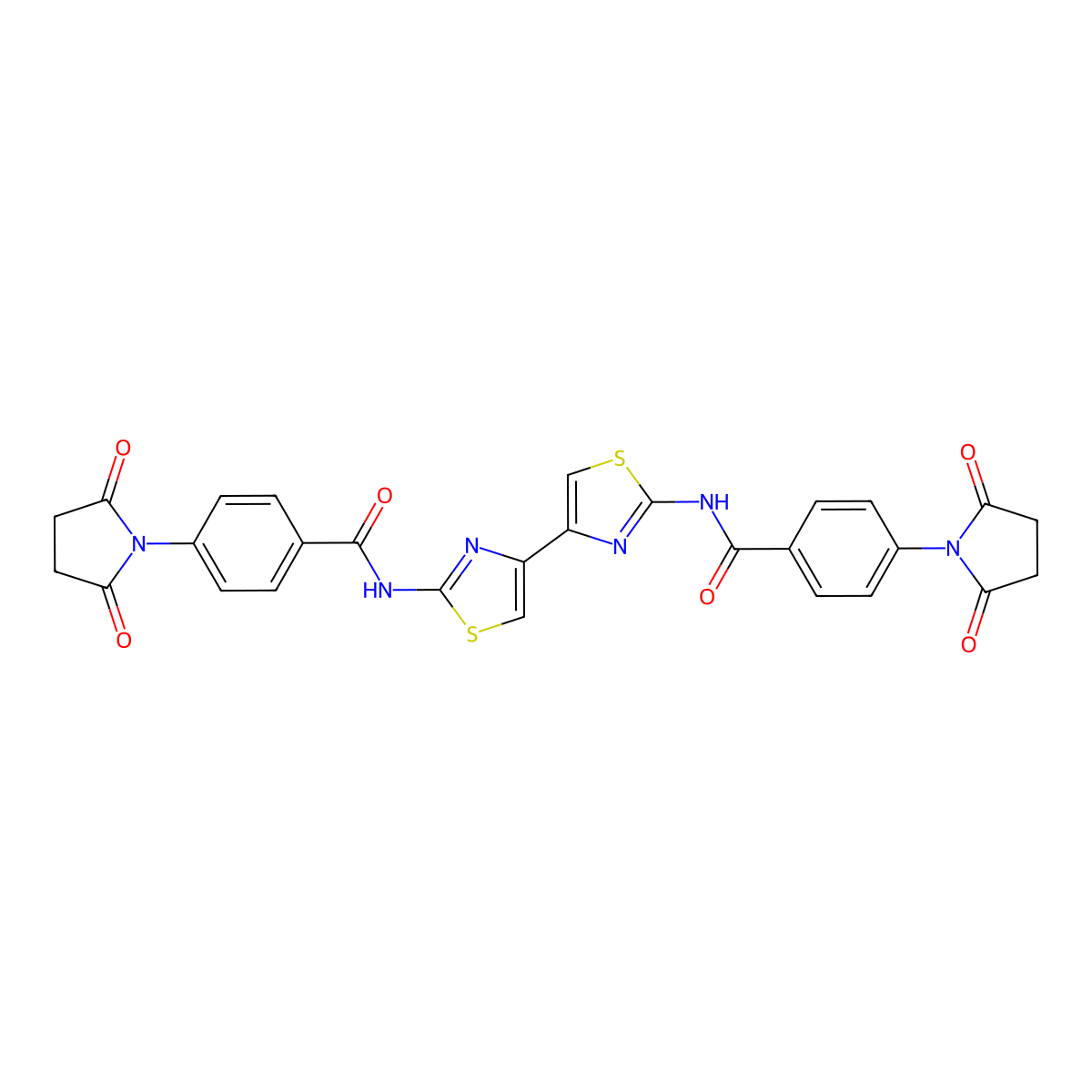 4-(2,5-dioxopyrrolidin-1-yl)-N-[4-[2-[[4-(2,5-dioxopyrrolidin-1-yl)benzoyl]amino]-1,3-thiazol-4-yl]-1,3-thiazol-2-yl]benzamide molecular structure, CAS 393838-73-8