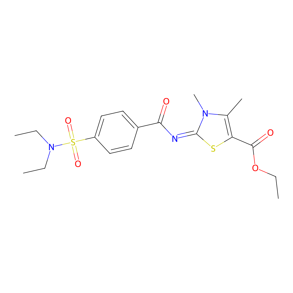 Ethyl 2-[4-(diethylsulfamoyl)benzoyl]imino-3,4-dimethyl-1,3-thiazole-5-carboxylate molecular structure, CAS 393838-83-0