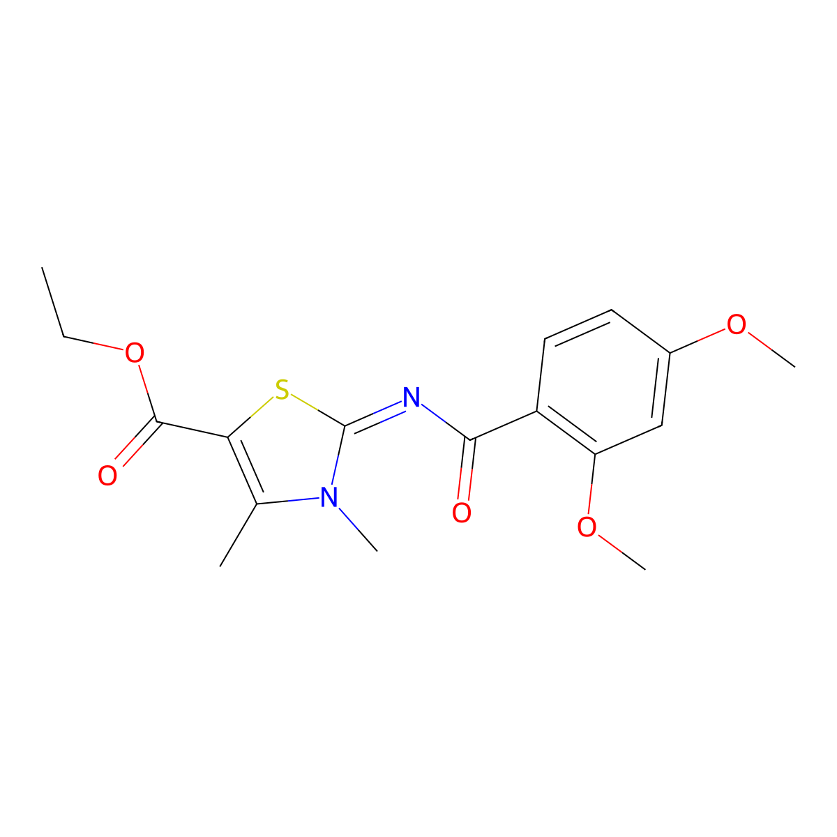 Ethyl 2-(2,4-dimethoxybenzoyl)imino-3,4-dimethyl-1,3-thiazole-5-carboxylate molecular structure, CAS 393838-85-2