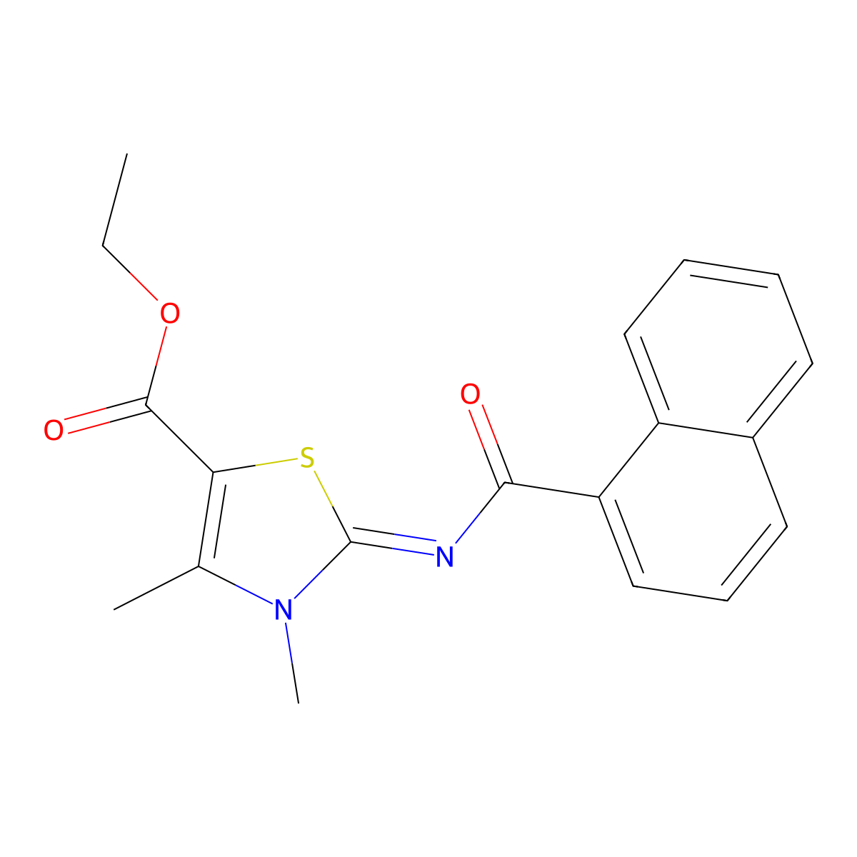 Ethyl 3,4-dimethyl-2-(naphthalene-1-carbonylimino)-1,3-thiazole-5-carboxylate molecular structure, CAS 393838-89-6