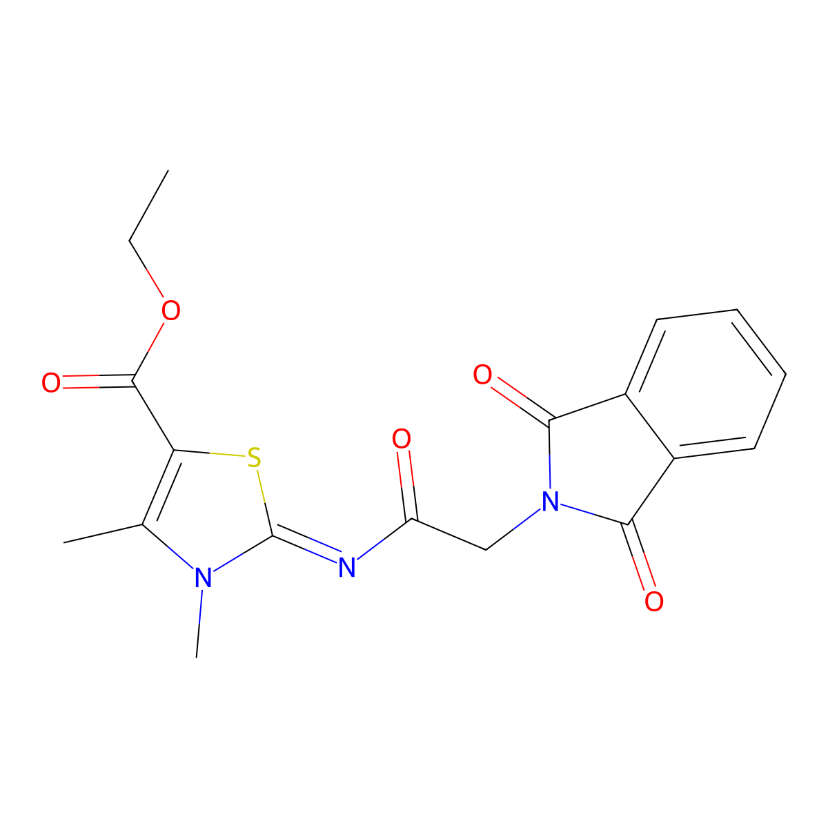 Ethyl 2-[2-(1,3-dioxoisoindol-2-yl)acetyl]imino-3,4-dimethyl-1,3-thiazole-5-carboxylate molecular structure, CAS 393838-96-5