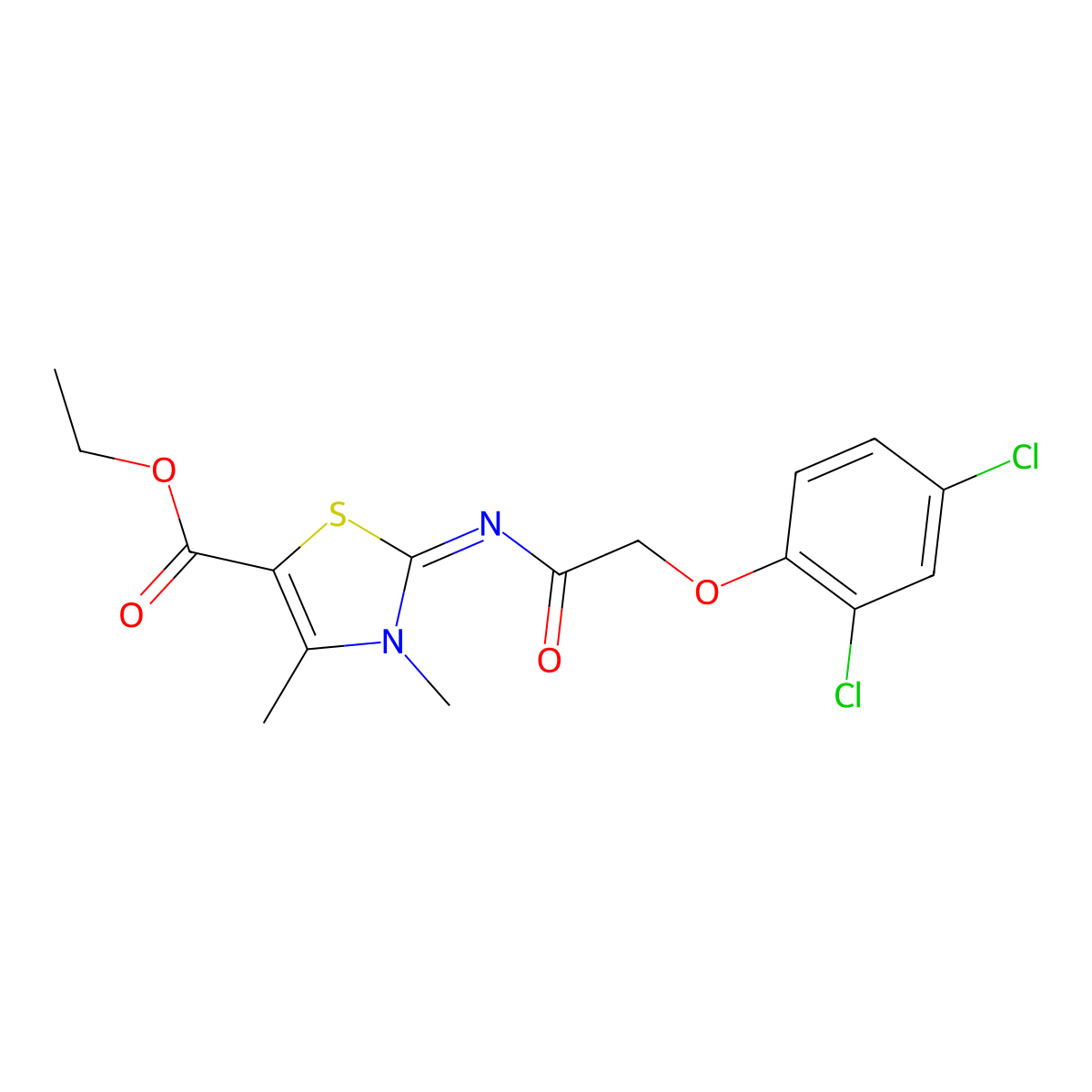 Ethyl 2-[2-(2,4-dichlorophenoxy)acetyl]imino-3,4-dimethyl-1,3-thiazole-5-carboxylate molecular structure, CAS 393839-01-5