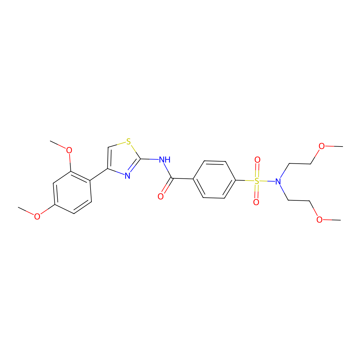 4-[bis(2-methoxyethyl)sulfamoyl]-N-[4-(2,4-dimethoxyphenyl)-1,3-thiazol-2-yl]benzamide molecular structure, CAS 393839-03-7