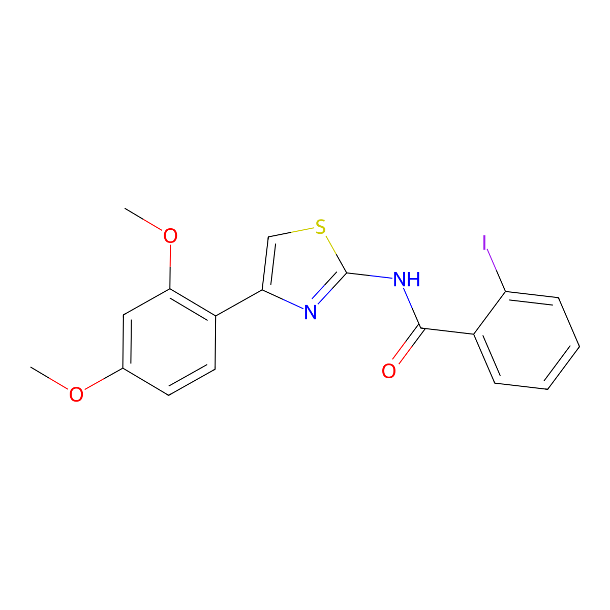 N-[4-(2,4-dimethoxyphenyl)-1,3-thiazol-2-yl]-2-iodobenzamide molecular structure, CAS 393839-06-0