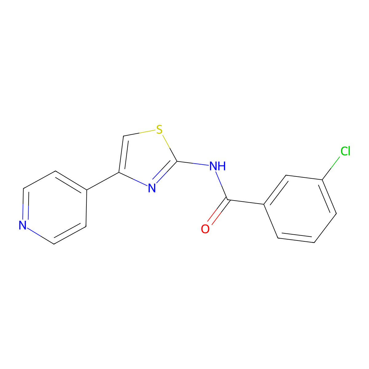 3-chloro-N-(4-(pyridin-4-yl)thiazol-2-yl)benzamide molecular structure, CAS 393839-08-2