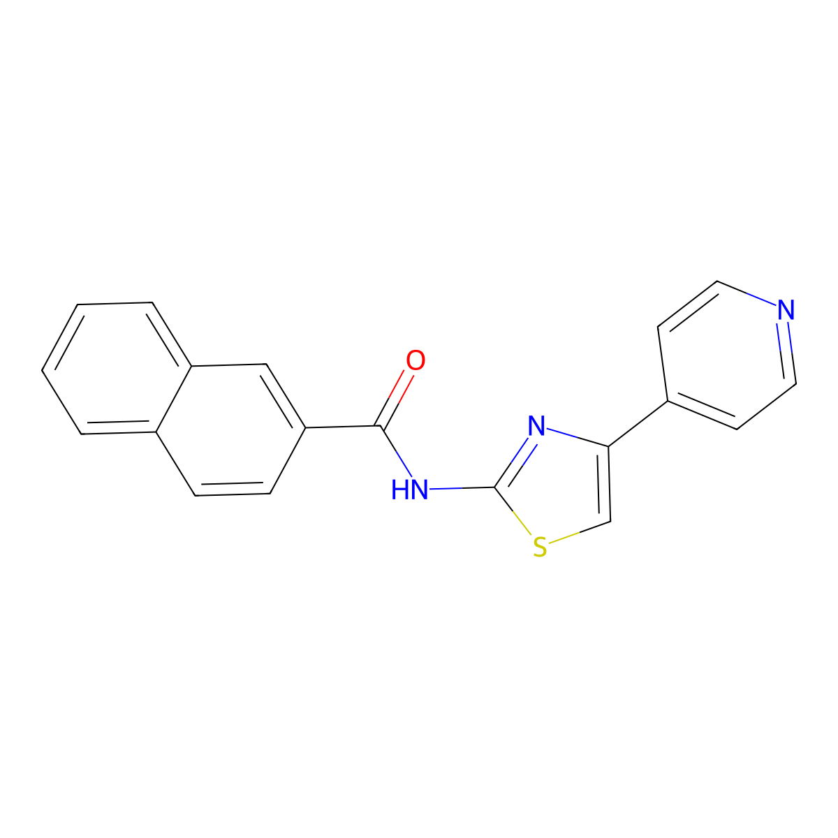 N-(4-(pyridin-4-yl)thiazol-2-yl)-2-naphthamide molecular structure, CAS 393839-11-7