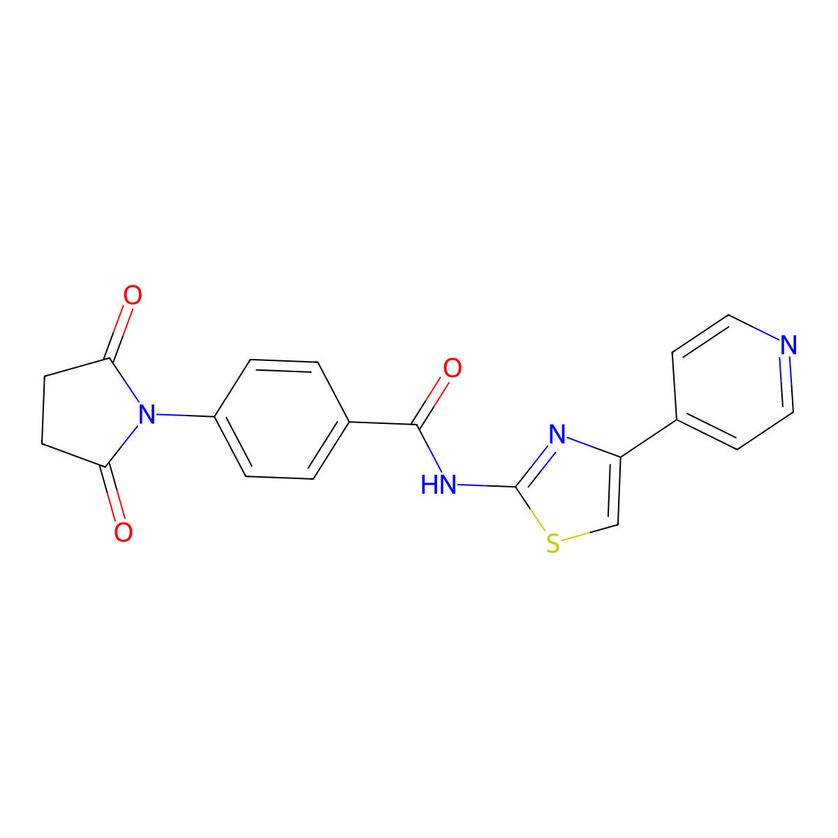 4-(2,5-dioxopyrrolidin-1-yl)-N-(4-(pyridin-4-yl)thiazol-2-yl)benzamide molecular structure, CAS 393839-12-8