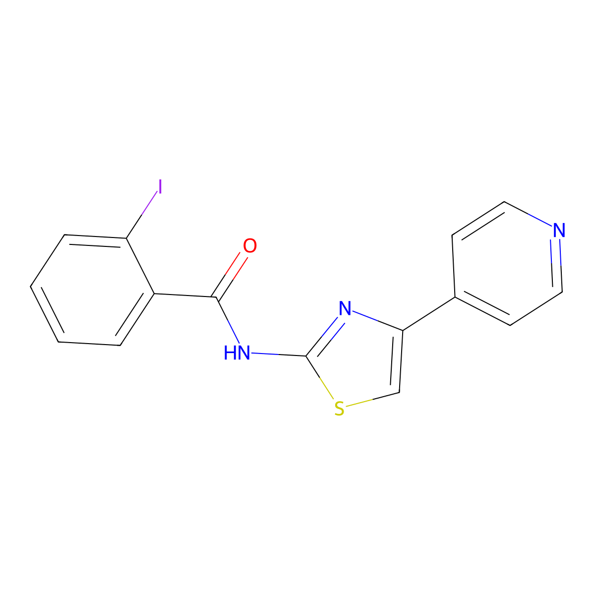 2-iodo-N-(4-pyridin-4-yl-1,3-thiazol-2-yl)benzamide molecular structure, CAS 393839-15-1