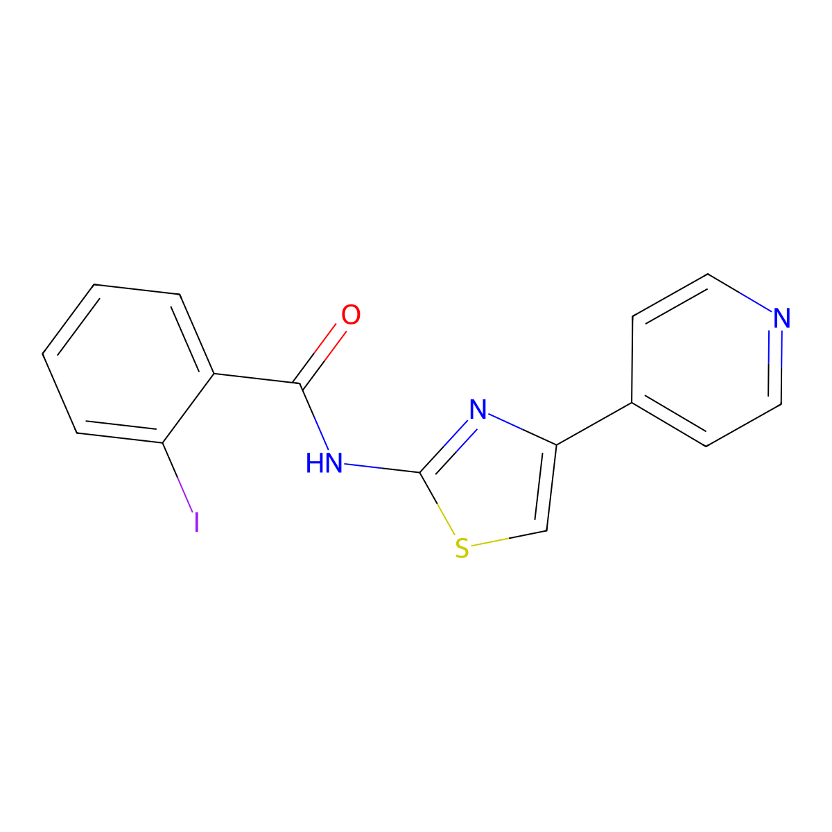 2-iodo-N-(4-pyridin-4-yl-1,3-thiazol-2-yl)benzamide molecular structure, CAS 393839-15-1
