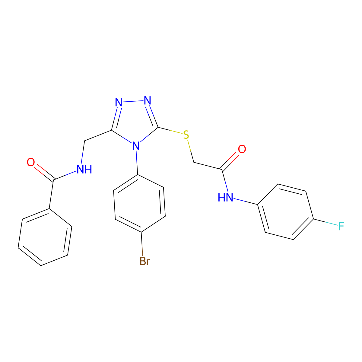 N-((4-(4-bromophenyl)-5-((2-((4-fluorophenyl)amino)-2-oxoethyl)thio)-4H-1,2,4-triazol-3-yl)methyl)benzamide molecular structure, CAS 393839-47-9