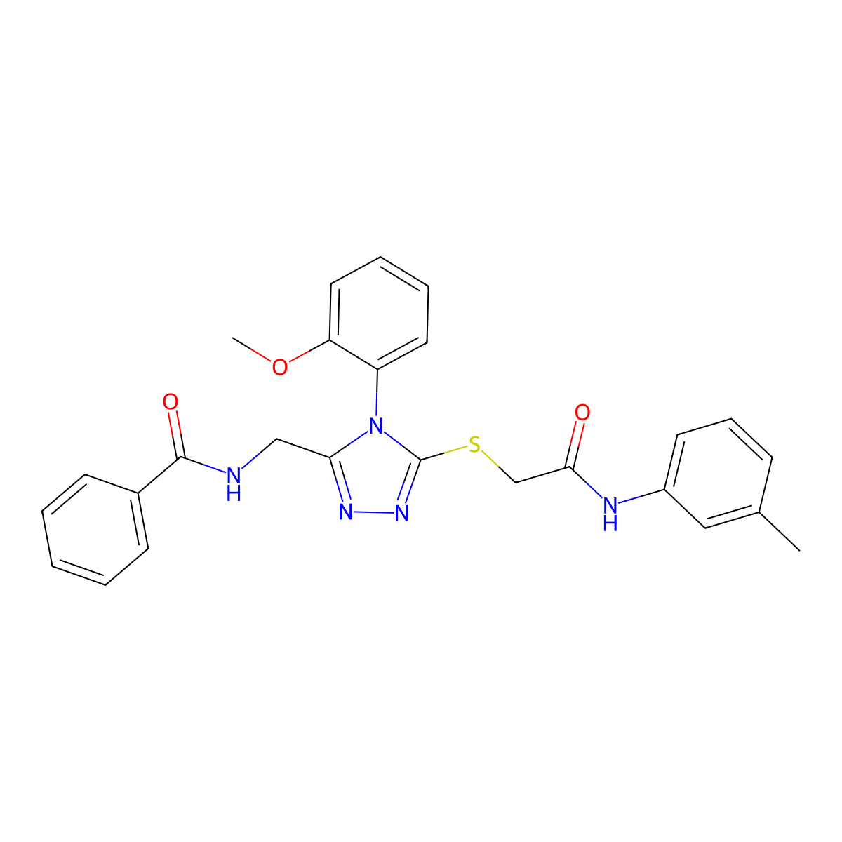 N-((4-(2-methoxyphenyl)-5-((2-oxo-2-(m-tolylamino)ethyl)thio)-4H-1,2,4-triazol-3-yl)methyl)benzamide molecular structure, CAS 393839-69-5