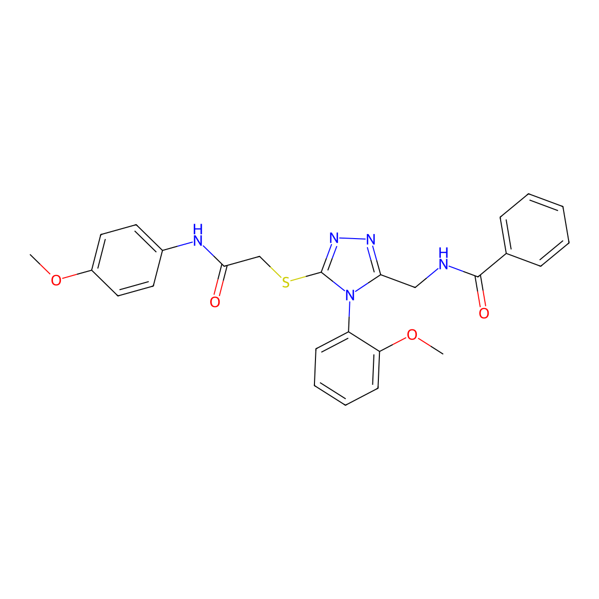 N-[[5-[2-(4-methoxyanilino)-2-oxoethyl]sulfanyl-4-(2-methoxyphenyl)-1,2,4-triazol-3-yl]methyl]benzamide molecular structure, CAS 393839-73-1
