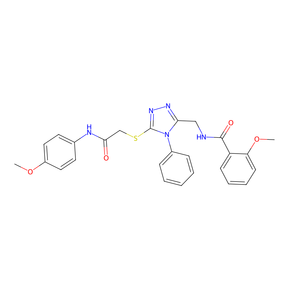 2-methoxy-N-((5-((2-((4-methoxyphenyl)amino)-2-oxoethyl)thio)-4-phenyl-4H-1,2,4-triazol-3-yl)methyl)benzamide molecular structure, CAS 393840-69-2