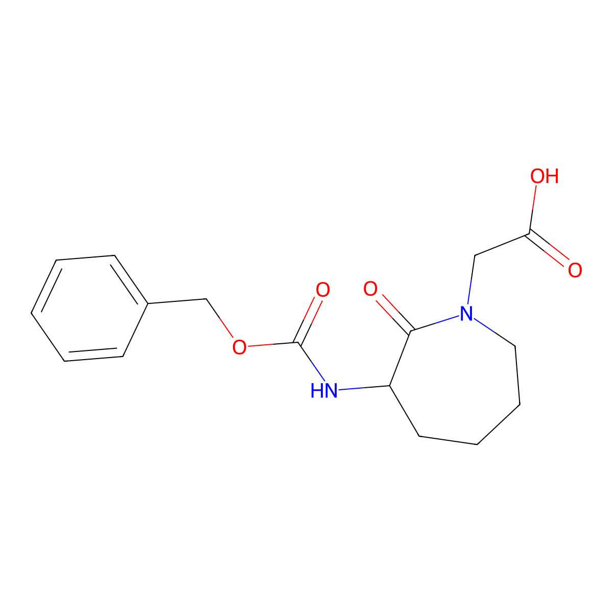 2-(3-{[(Benzyloxy)carbonyl]amino}-2-oxoazepan-1-yl)acetic acid molecular structure, CAS 393843-00-0