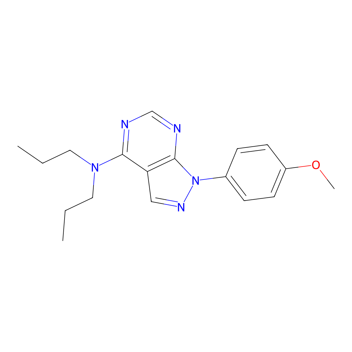 1-(4-methoxyphenyl)-N,N-dipropyl-4-pyrazolo[3,4-d]pyrimidinamine molecular structure, CAS 393844-57-0