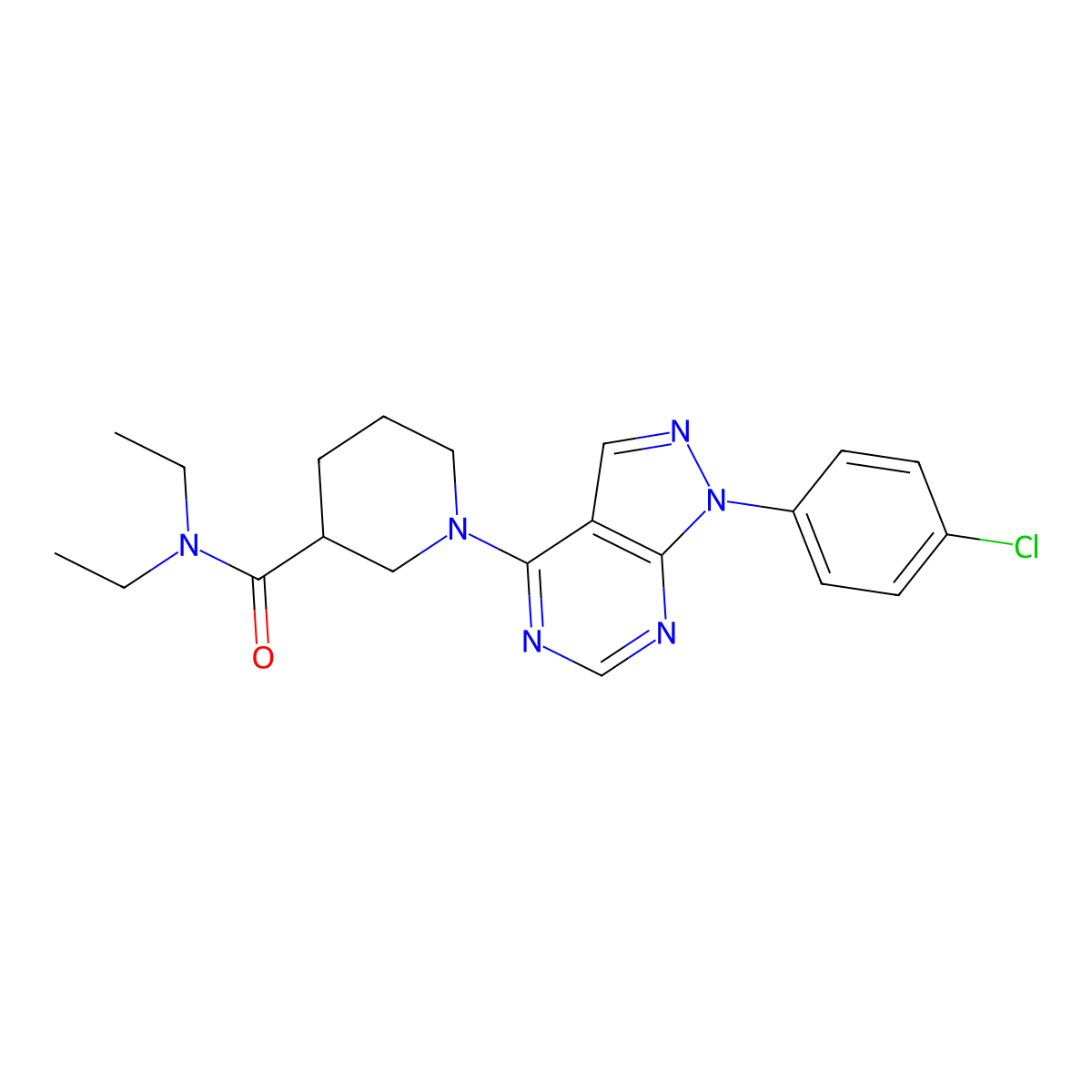 1-[1-(4-chlorophenyl)-1H-pyrazolo[3,4-d]pyrimidin-4-yl]-N,N-diethylpiperidine-3-carboxamide molecular structure, CAS 393845-16-4