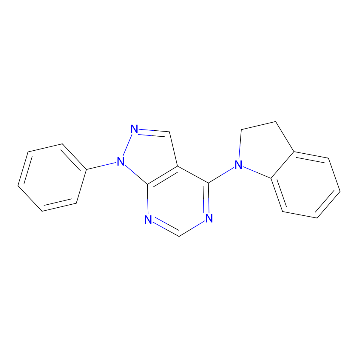4-(2,3-dihydro-1H-indol-1-yl)-1-phenyl-1H-pyrazolo[3,4-d]pyrimidine molecular structure, CAS 393845-53-9