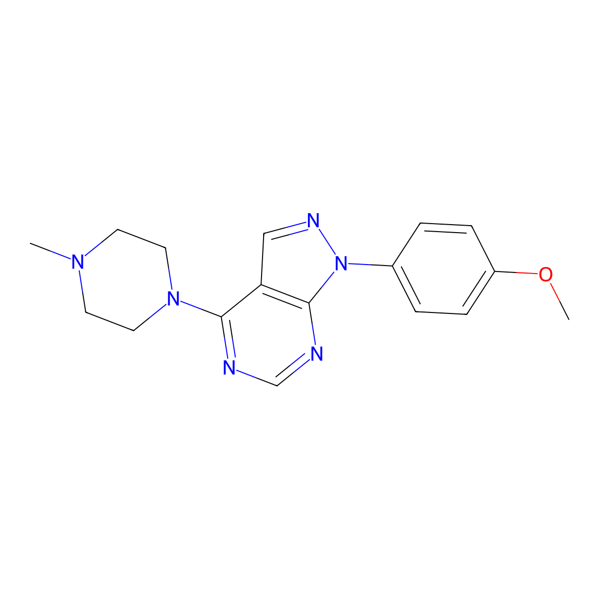 1-(4-methoxyphenyl)-4-(4-methylpiperazino)-1H-pyrazolo[3,4-d]pyrimidine molecular structure, CAS 393845-61-9