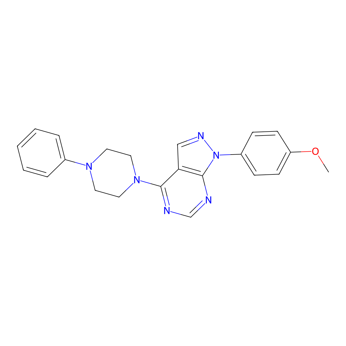 1-(4-methoxyphenyl)-4-(4-phenylpiperazin-1-yl)-1H-pyrazolo[3,4-d]pyrimidine molecular structure, CAS 393845-66-4