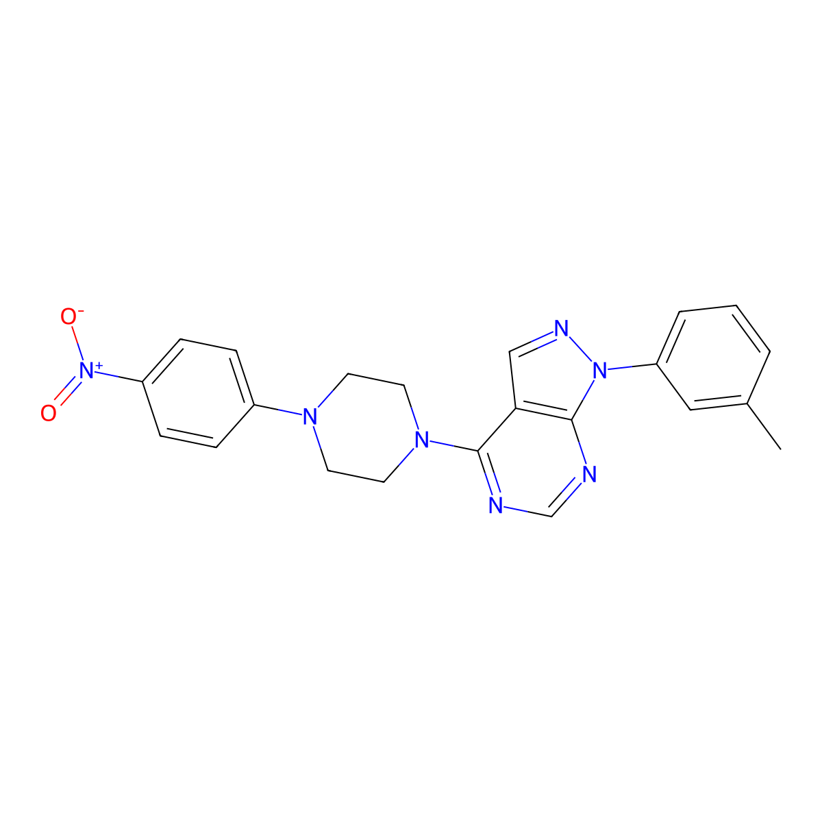 1-(3-Methylphenyl)-4-[4-(4-nitrophenyl)piperazin-1-yl]pyrazolo[3,4-d]pyrimidine molecular structure, CAS 393845-90-4