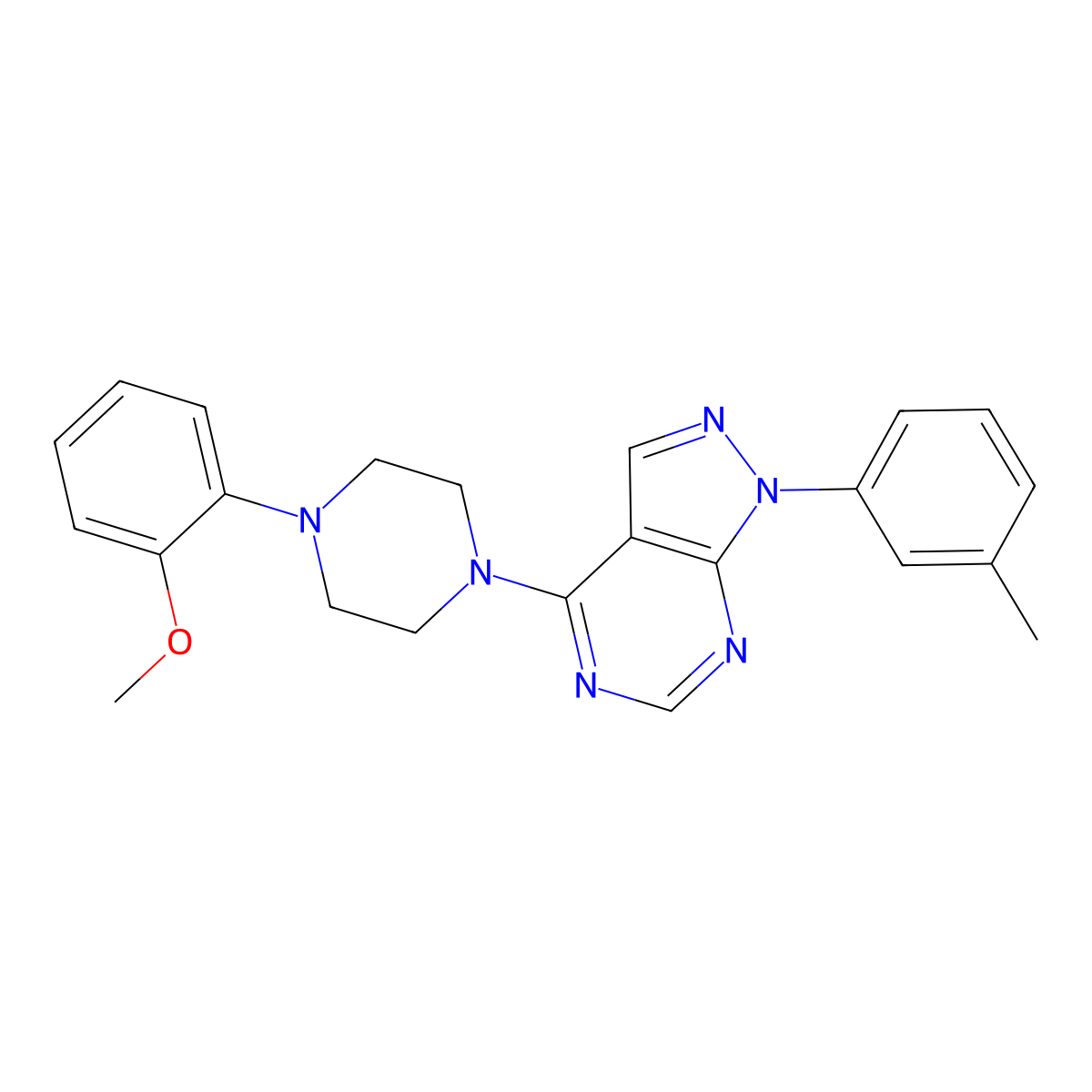 4-[4-(2-Methoxyphenyl)piperazin-1-yl]-1-(3-methylphenyl)pyrazolo[3,4-d]pyrimidine molecular structure, CAS 393845-95-9
