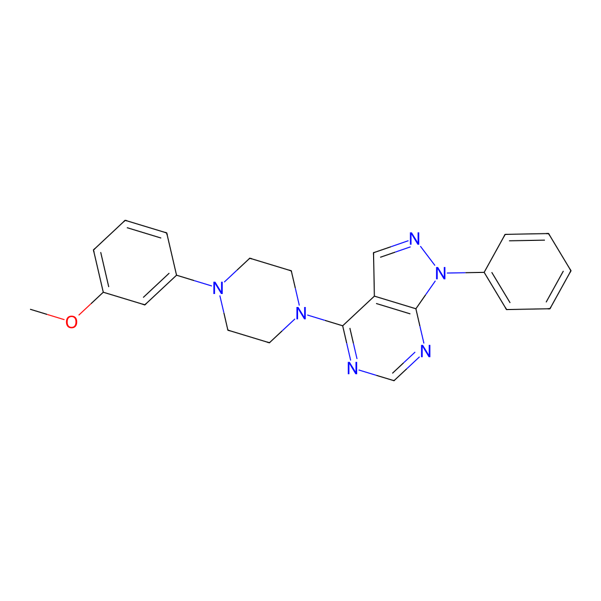 4-[4-(3-Methoxyphenyl)piperazin-1-yl]-1-phenylpyrazolo[3,4-d]pyrimidine molecular structure, CAS 393845-97-1