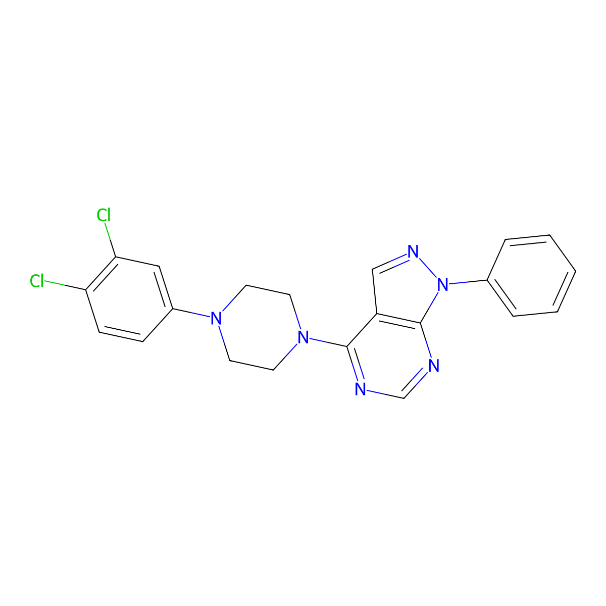 4-[4-(3,4-Dichlorophenyl)piperazinyl]-1-phenylpyrazolo[5,4-d]pyrimidine molecular structure, CAS 393846-09-8