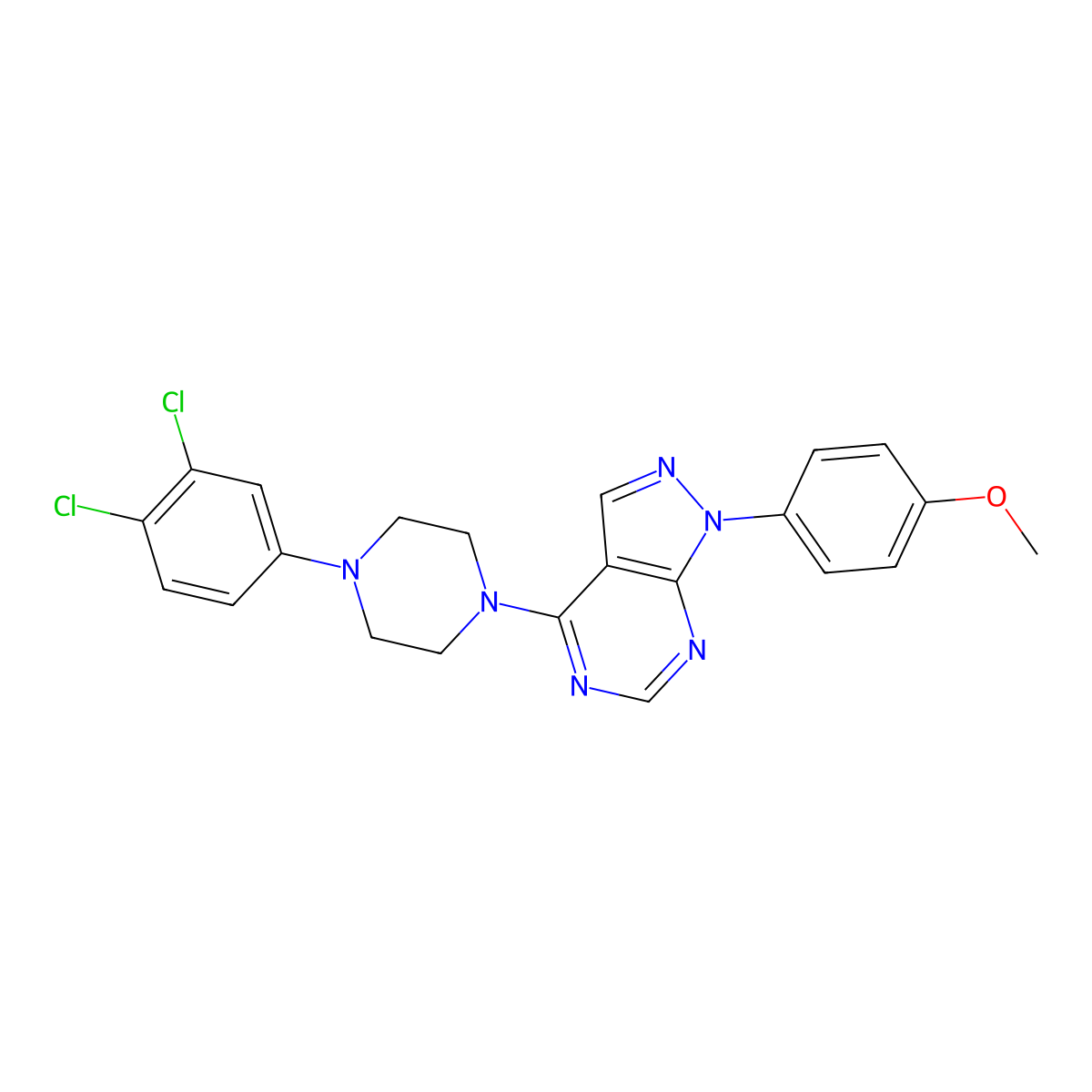 4-[4-(3,4-Dichlorophenyl)piperazin-1-yl]-1-(4-methoxyphenyl)pyrazolo[3,4-d]pyrimidine molecular structure, CAS 393846-13-4