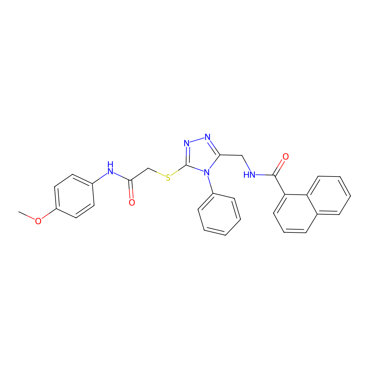 N-[[5-[2-(4-methoxyanilino)-2-oxoethyl]sulfanyl-4-phenyl-1,2,4-triazol-3-yl]methyl]naphthalene-1-carboxamide molecular structure, CAS 393873-77-3