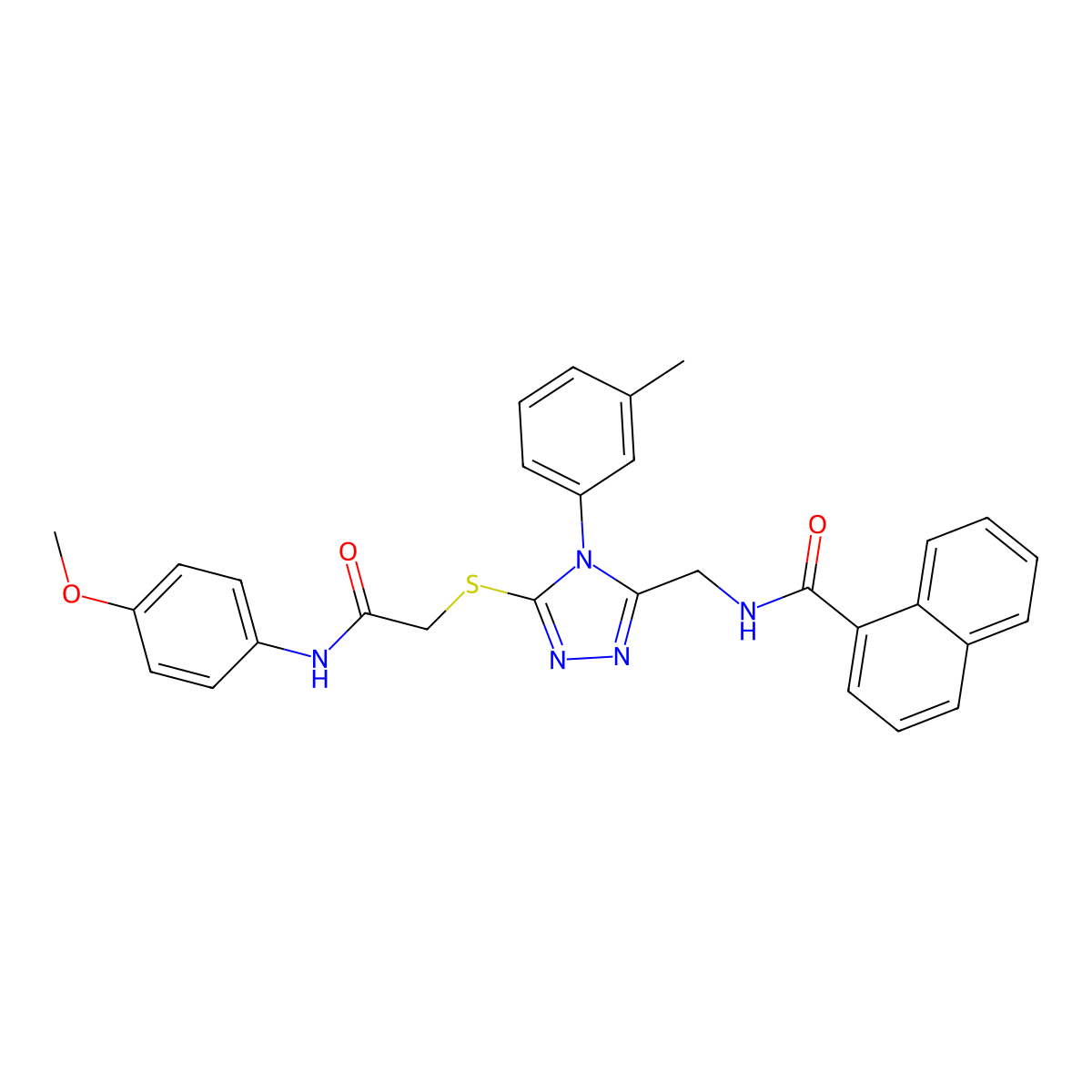 N-((5-((2-((4-methoxyphenyl)amino)-2-oxoethyl)thio)-4-(m-tolyl)-4H-1,2,4-triazol-3-yl)methyl)-1-naphthamide molecular structure, CAS 393873-89-7