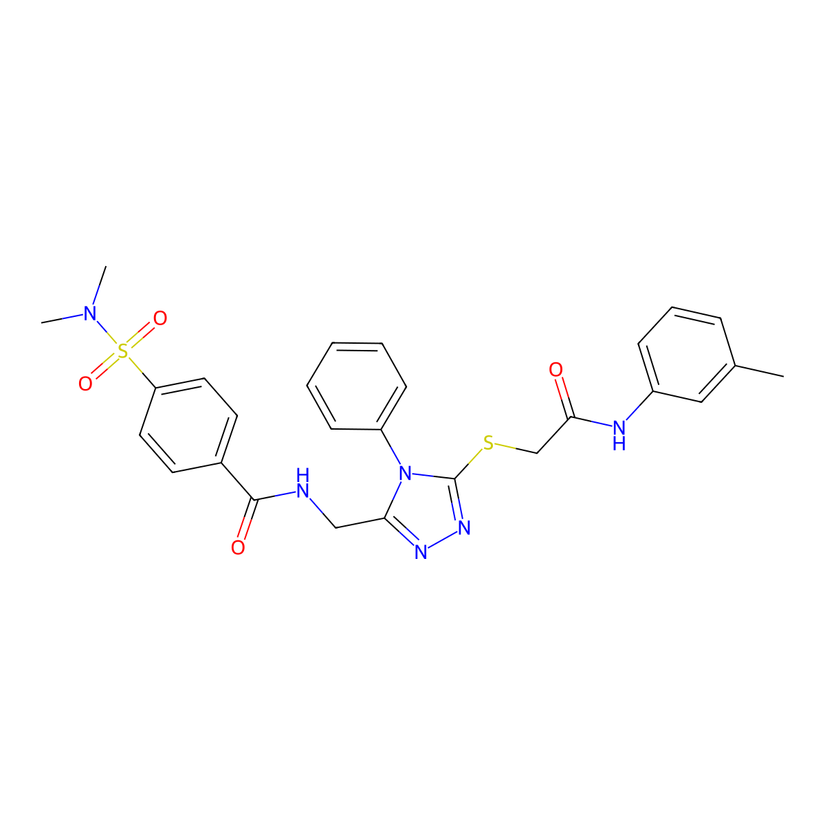 4-(dimethylsulfamoyl)-N-[[5-[2-(3-methylanilino)-2-oxoethyl]sulfanyl-4-phenyl-1,2,4-triazol-3-yl]methyl]benzamide molecular structure, CAS 393875-14-4