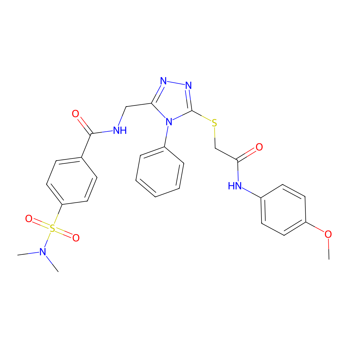 4-(N,N-dimethylsulfamoyl)-N-((5-((2-((4-methoxyphenyl)amino)-2-oxoethyl)thio)-4-phenyl-4H-1,2,4-triazol-3-yl)methyl)benzamide molecular structure, CAS 393875-18-8