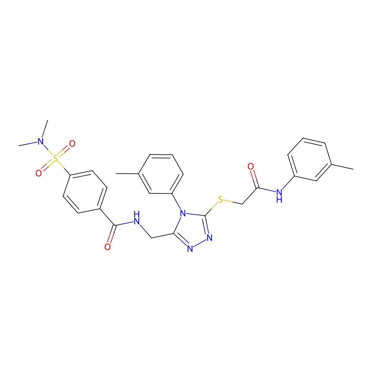 4-(N,N-dimethylsulfamoyl)-N-((5-((2-oxo-2-(m-tolylamino)ethyl)thio)-4-(m-tolyl)-4H-1,2,4-triazol-3-yl)methyl)benzamide molecular structure, CAS 393875-24-6